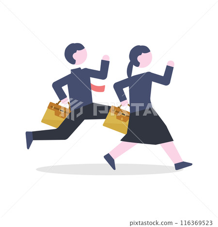 兩名辦公室工作人員奔跑 116369523