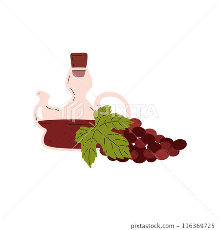 Vector of grape vinegar in a glass decanter on an isolated background. 116369725