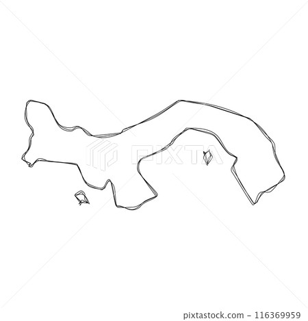 Panama country simplified map.Thin triple pencil sketch outline isolated on white background. Simple vector icon Panama country simplified map.Thin triple pencil sketch outline isolated on white background. Simple vector icon 116369959