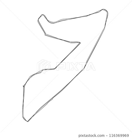 Somalia country simplified map.Thin triple pencil sketch outline isolated on white background. Simple vector icon 116369969