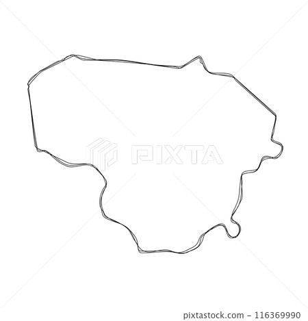 Lithuania country simplified map.Thin triple pencil sketch outline isolated on white background. Simple vector icon Lithuania country simplified map.Thin triple pencil sketch outline isolated on white background. Simple vector icon 116369990