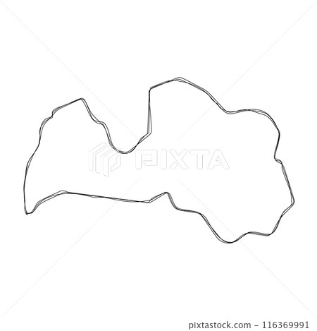 Latvia country simplified map.Thin triple pencil sketch outline isolated on white background. Simple vector icon Latvia country simplified map.Thin triple pencil sketch outline isolated on white background. Simple vector icon 116369991