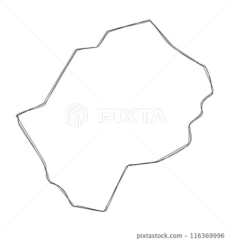 Lesotho country simplified map.Thin triple pencil sketch outline isolated on white background. Simple vector icon 116369996