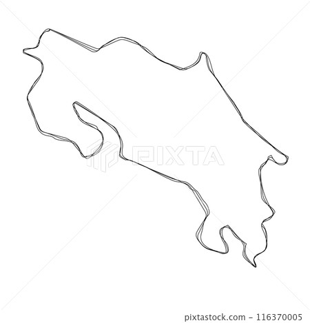 Costa Rica country simplified map.Thin triple pencil sketch outline isolated on white background. Simple vector icon Costa Rica country simplified map.Thin triple pencil sketch outline isolated on white background. Simple vector icon 116370005
