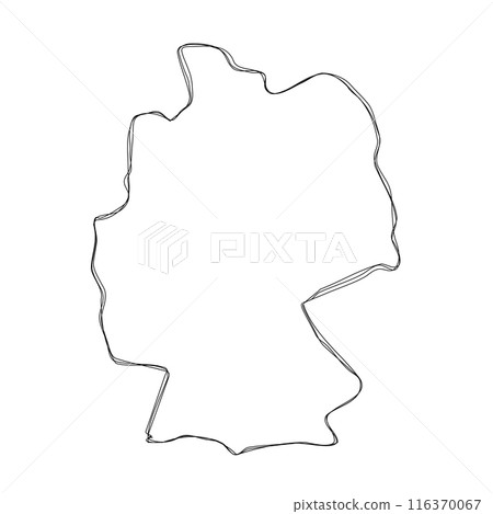 Germany country simplified map.Thin triple pencil sketch outline isolated on white background. Simple vector icon 116370067