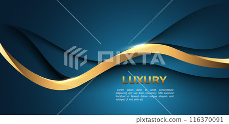 Abstract blue gold lines curve wavy luxury style design modern background vector 116370091
