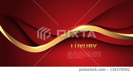 Abstract red gold lines curve wavy luxury style design modern background vector 116370092