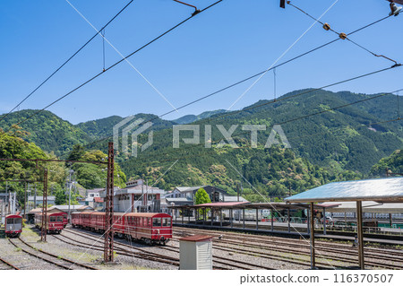 大井川鐵道千頭月台的風景(靜岡縣) 大井川鐵道千頭月台的風景(靜岡縣) 116370507
