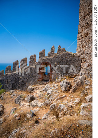 Beautiful sea landscape of Alanya Castle in Antalya district, Turkey 116371007