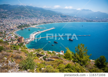 Panoramic view of the harbor of Alanya on a beautiful summer day, Turkey Panoramic view of the harbor of Alanya on a beautiful summer day, Turkey 116371008