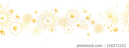 3D star seamless border, sparkle frame, vector holiday New Year Christmas cartoon yellow decoration. 3D star seamless border, sparkle frame, vector holiday New Year Christmas cartoon yellow decoration. 116371222