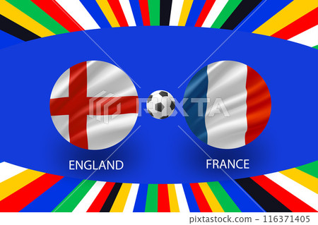 Football match announce. England vs France. 3d vector illustration 116371405