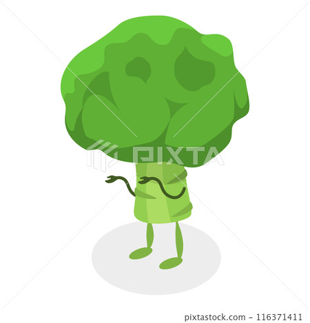 3D Isometric Flat  Set of Cute Vegetables. Item 6 116371411