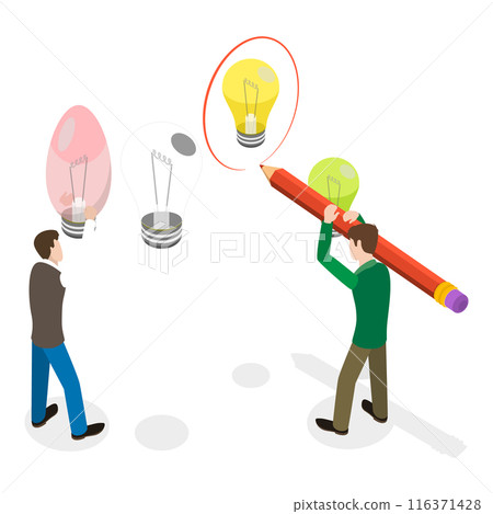 3D Isometric Flat  Illustration of Creativity and Innovations. Item 1 116371428