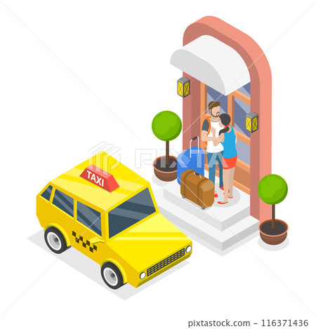3D Isometric Flat Illustration of Set Of People Leaving Home. Item 1 3D Isometric Flat Illustration of Set Of People Leaving Home. Item 1 116371436