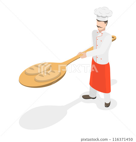 3D Isometric Flat Set of Bakery Food Production. Item 1 3D Isometric Flat Set of Bakery Food Production. Item 1 116371450