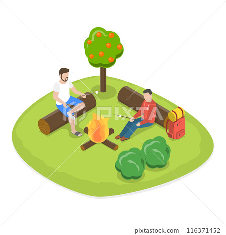 3D Isometric Flat  Set of Trail Adventures. Item 2 116371452