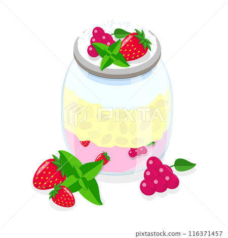3D Isometric Flat  Set of Overnight Puddings. Item 3 116371457