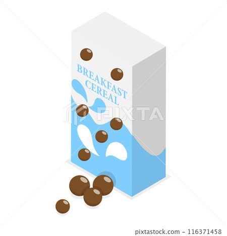 3D Isometric Flat Set of Breakfast Cereals. Item 1 3D Isometric Flat Set of Breakfast Cereals. Item 1 116371458