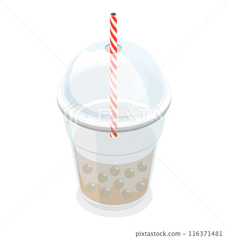 3D Isometric Flat Set of Bubble Tea. Item 2 3D Isometric Flat Set of Bubble Tea. Item 2 116371481
