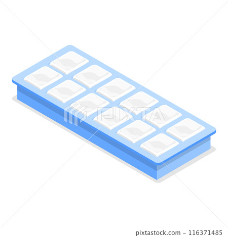 3D Isometric Flat  Set of Ice Cubes for Cocktails. Item 1 116371485