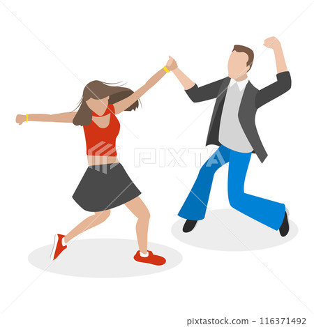 3D Isometric Flat  Set of Dancing People. Item 1 116371492