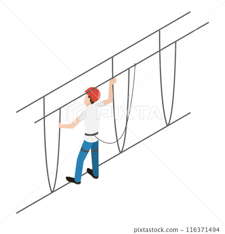 3D Isometric Flat  Illustration of Rope Park. Item 1 116371494