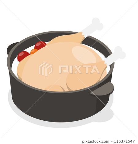 3D Isometric Flat  Set of Korean Food. Item 2 116371547