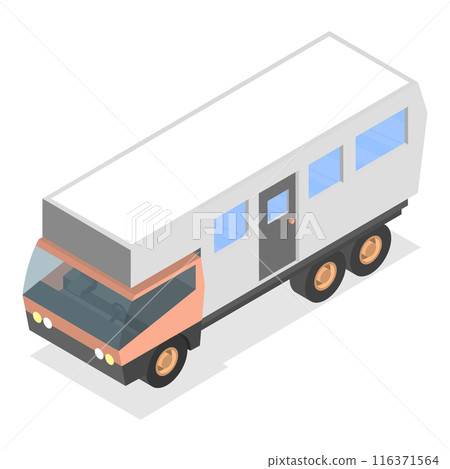 3D Isometric Flat  Set of Caravan Trailers. Item 2 116371564