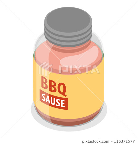 3D Isometric Flat  Set of Hot Sauces. Item 3 116371577