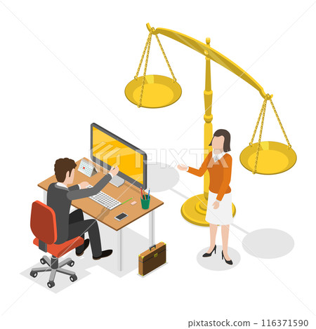 3D Isometric Flat  Illustration of Law And Justice. Item 3 116371590