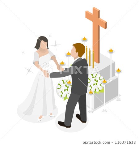 3D Isometric Flat  Set of Christian Ceremonies. Item 2 116371638