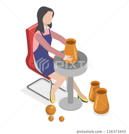 3D Isometric Flat  Set of Creative Professions People. Item 1 116371643