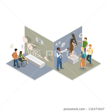 3D Isometric Flat Illustration of Arts And Paleontology Museum. Item 2 3D Isometric Flat Illustration of Arts And Paleontology Museum. Item 2 116371647