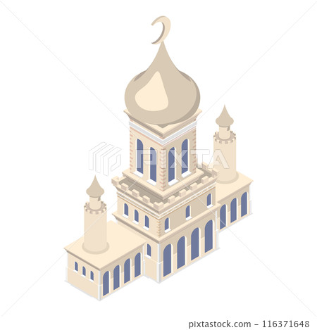 3D Isometric Flat  Set of Muslim Islam Items and People. Item 3 116371648