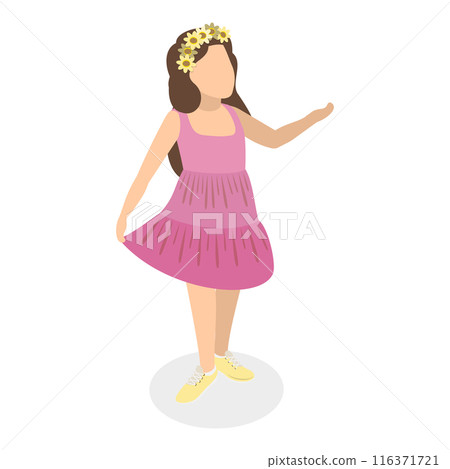 3D Isometric Flat  Set of Singing Children. Item 4 116371721