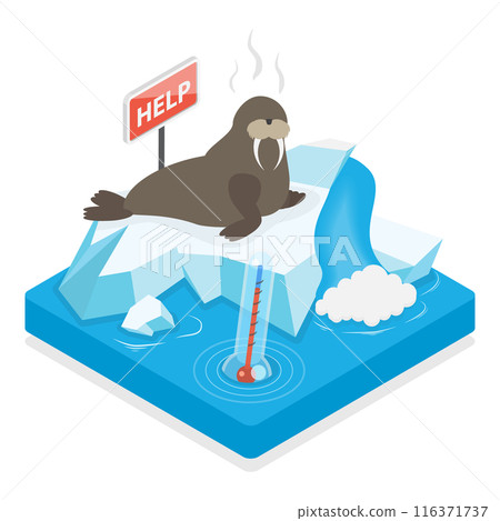 3D Isometric Flat  Illustration of Global Warming. Item 3 116371737