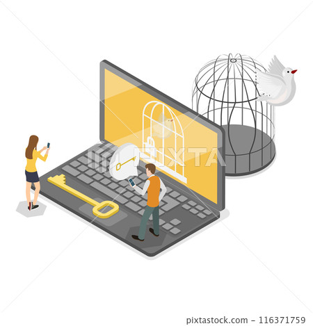 3D Isometric Flat  Illustration of Mind Prison. Item 1 116371759