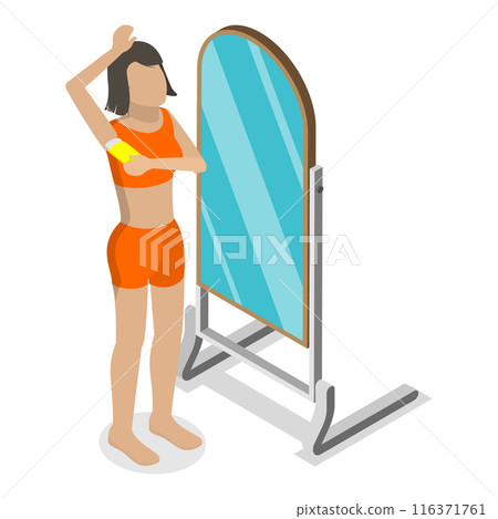 3D Isometric Flat  Illustration of Home Skin Care Procedures. Item 1 116371761