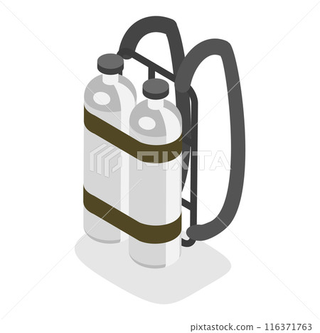 3D Isometric Flat  Set of Scuba Diving Equipment. Item 3 116371763