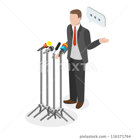 3D Isometric Flat  Illustration of TV Interview. Item 1 116371764