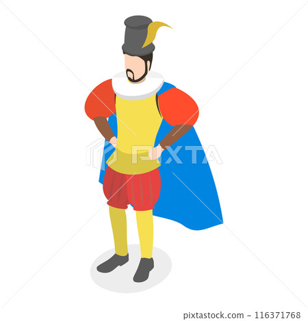 3D Isometric Flat Set of Renaissance Characters. Item 2 3D Isometric Flat Set of Renaissance Characters. Item 2 116371768