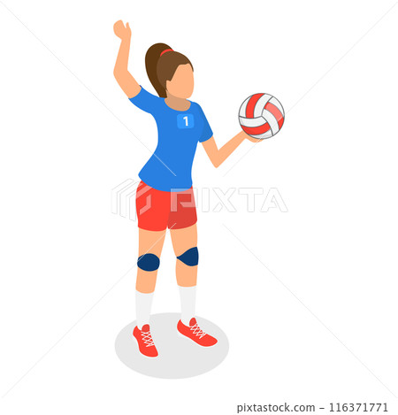 3D Isometric Flat  Set of Volleyball Players. Item 1 116371771