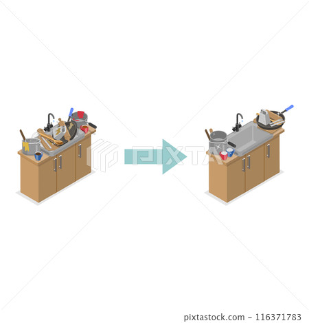 3D Isometric Flat Illustration of Decluttering. Item 2 3D Isometric Flat Illustration of Decluttering. Item 2 116371783