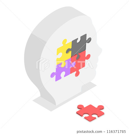 3D Isometric Flat  Illustration of PTSD Effects. Item 2 116371785