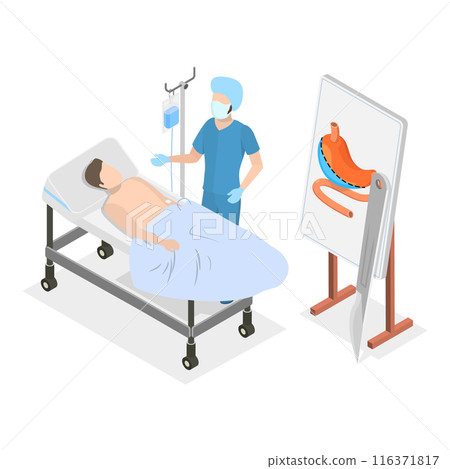 3D Isometric Flat Illustration of Bariatric Surgery. Item 1 3D Isometric Flat Illustration of Bariatric Surgery. Item 1 116371817