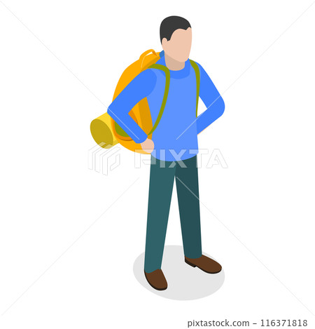 3D Isometric Flat  Set of Tourists or Travelers. Item 1 116371818