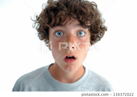 Surprised Boy With Curly Hair and Blue Eyes Surprised Boy With Curly Hair and Blue Eyes 116372022