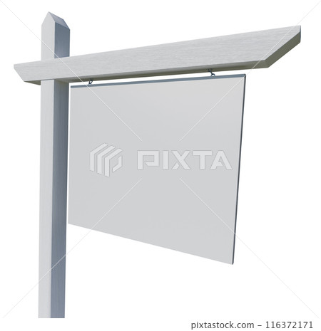 Blank Real Estate Sign Isolated on a White Background. 116372171