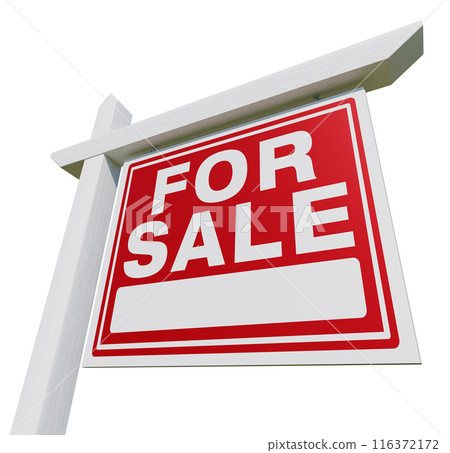 Right Facing For Sale Real Estate Sign Isolated on a White Background. 116372172